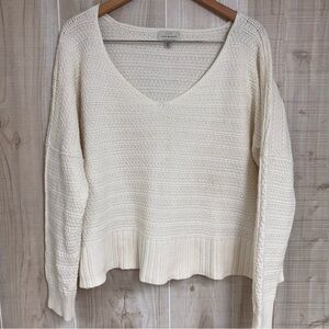 Lucky Brand Beige Textured Sweater Size L Long Sleeve Pullover Cotton Blend